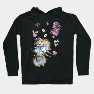 Blond Alice falling into Wonderland Hoodie